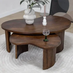 Vane Living Salontafels|Salontafel Asger set van 2 walnoot 110/70cm