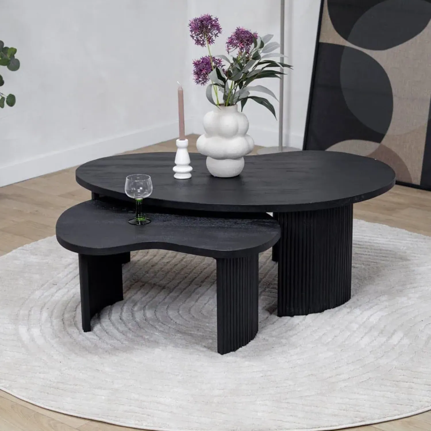 Vane Living Salontafels|Salontafel Asger set van 2 zwart 110/70cm