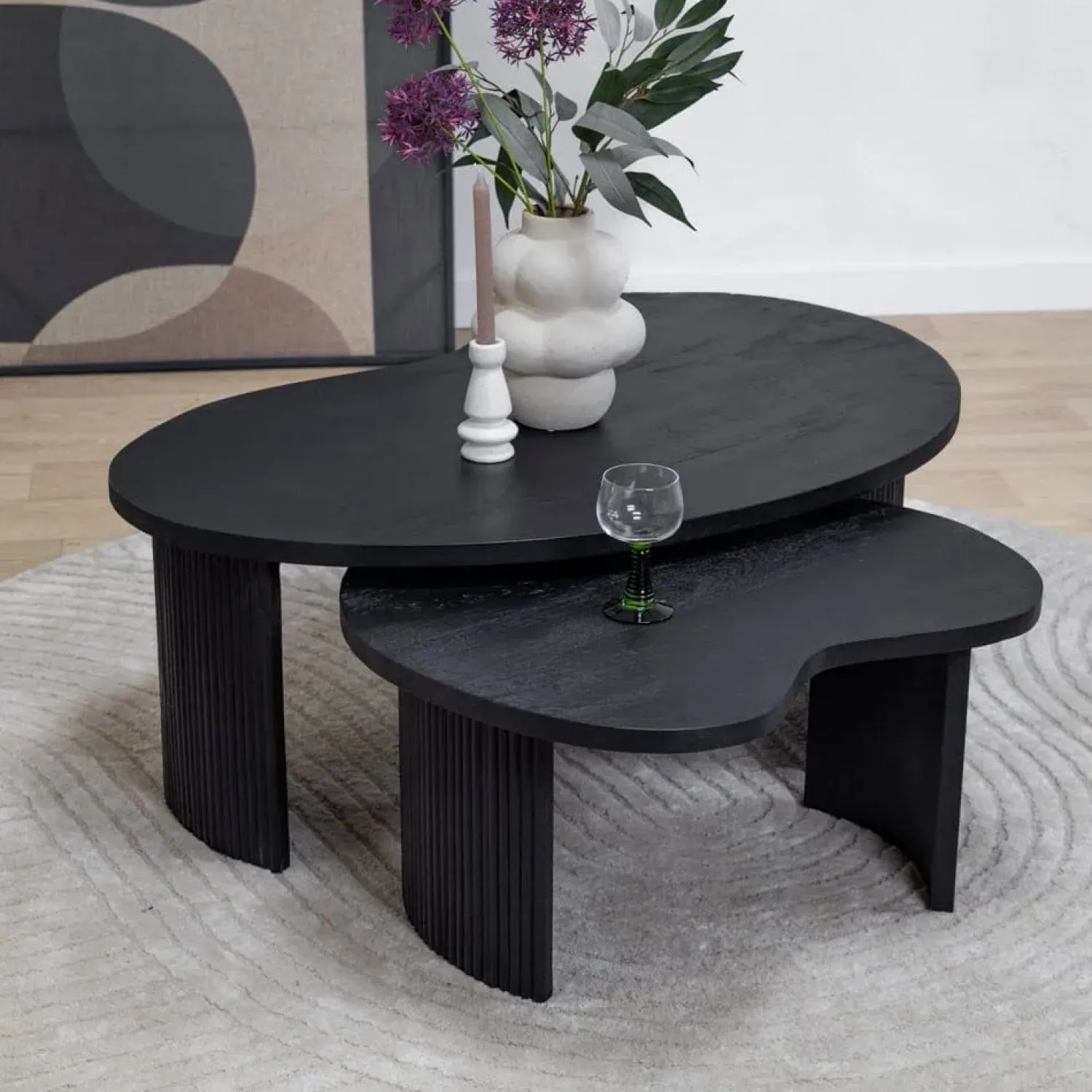 Vane Living Salontafels|Salontafel Asger set van 2 zwart 110/70cm