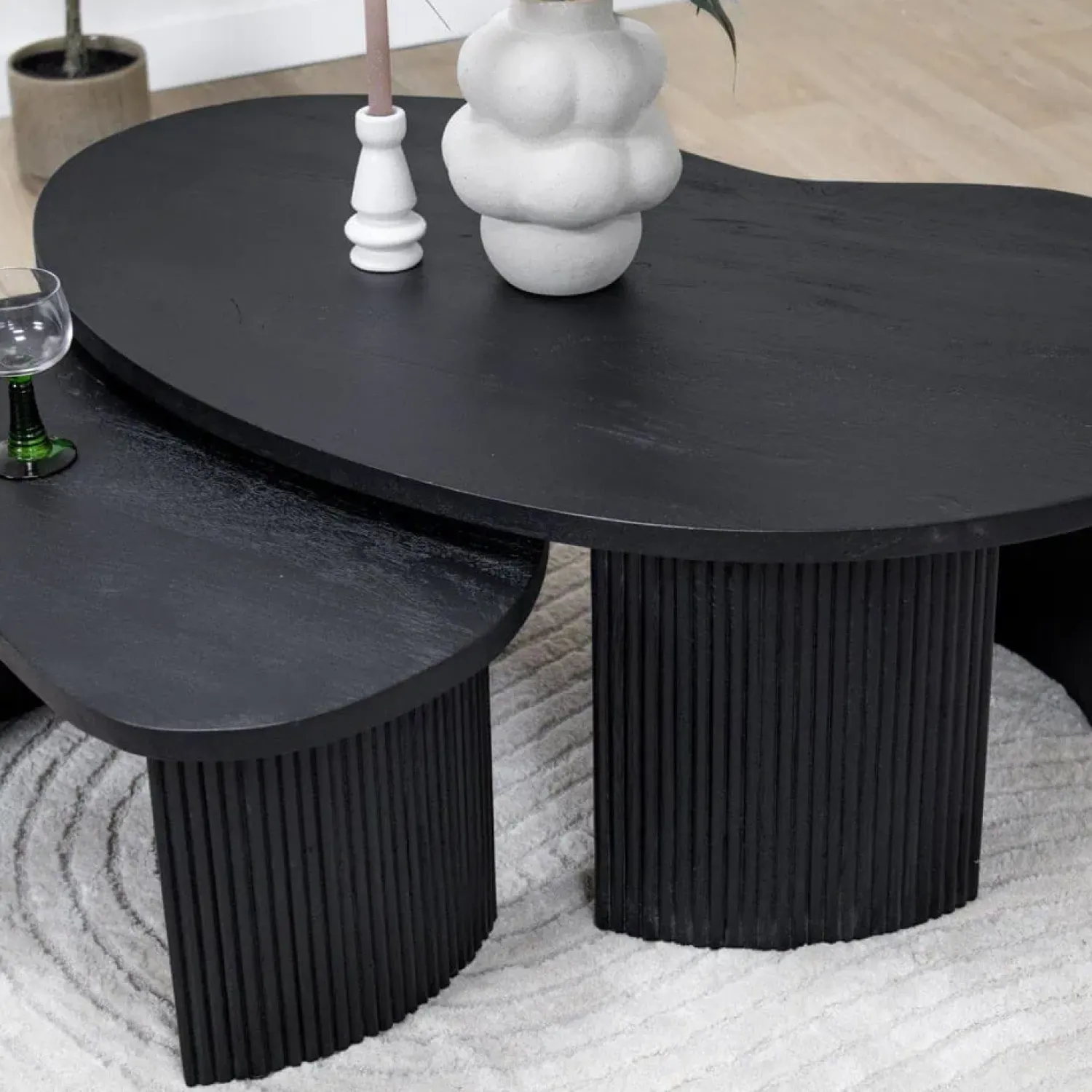Vane Living Salontafels|Salontafel Asger set van 2 zwart 110/70cm