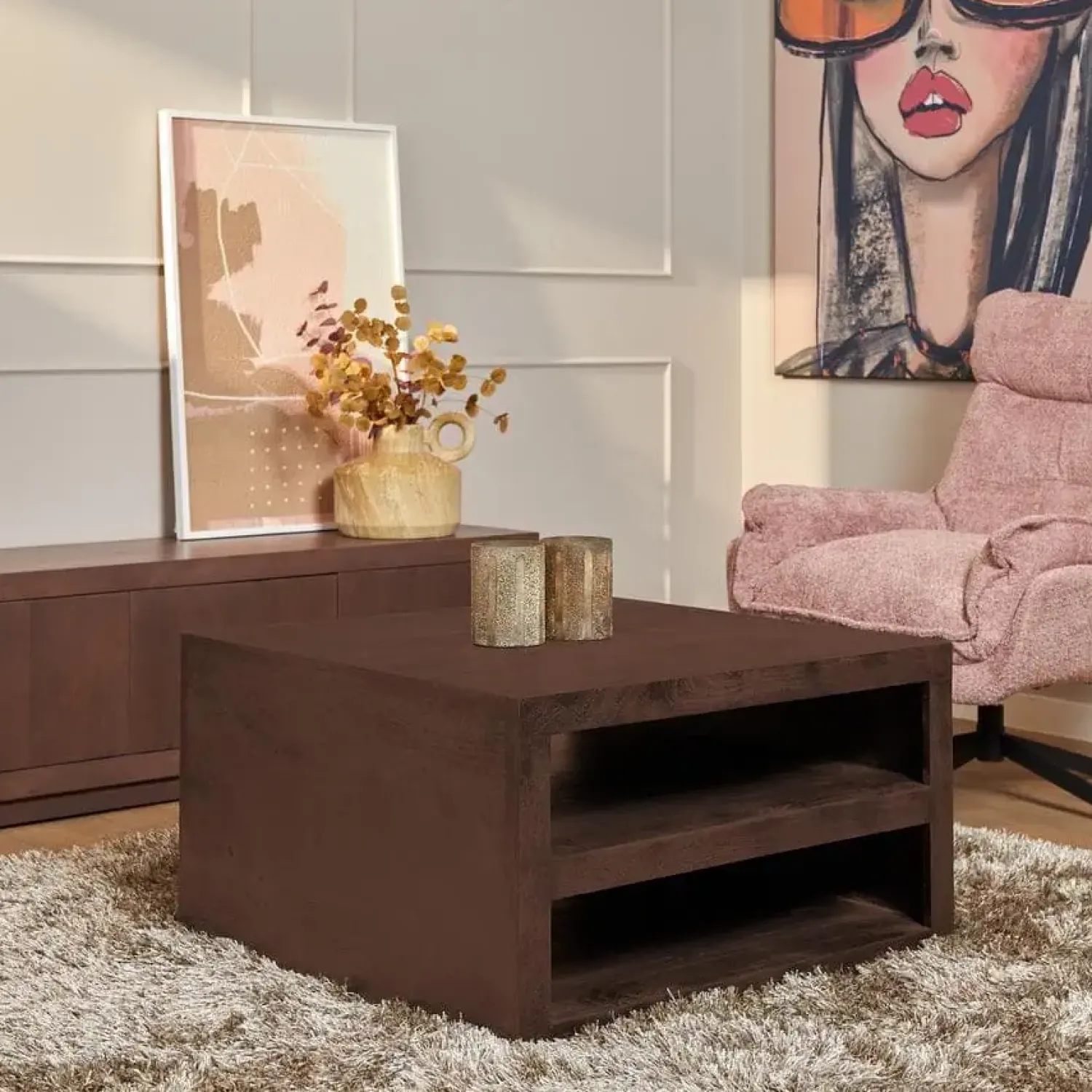 Furndea Salontafels|Salontafel Dortmund mangohout bruin 80cm.