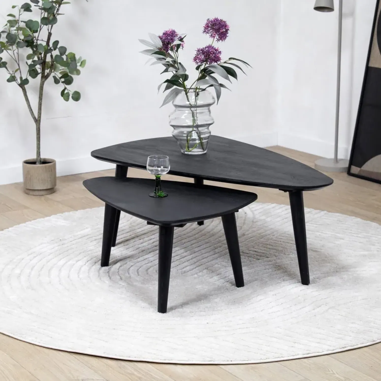 Vane Living Salontafels|Salontafel Isla set van 2 zwart 110/71cm