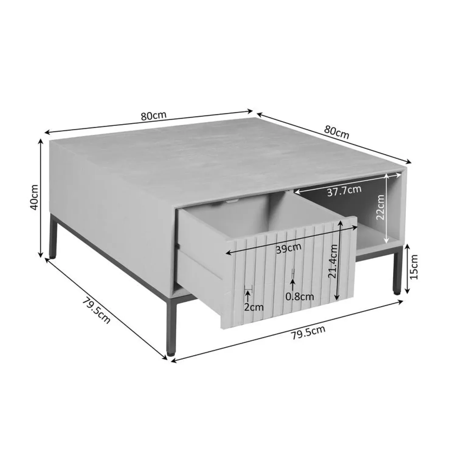 Furndea Salontafels|Salontafel Martin Walnoot 80cm Vierkant