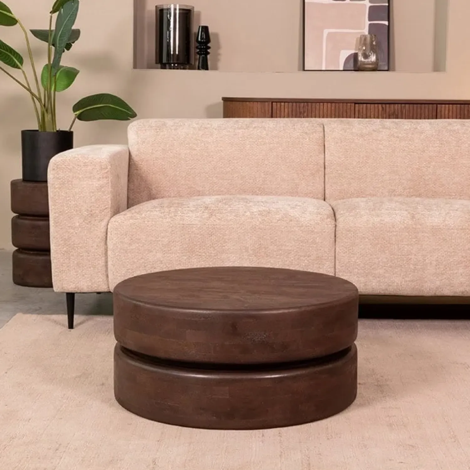 Label51 Salontafels|Salontafel Milly Espresso Mangohout 70cm Rond