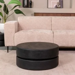 Label51 Salontafels|Salontafel Milly Zwart Mangohout 70cm Rond