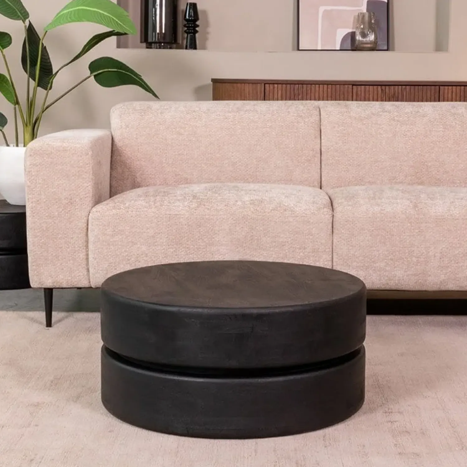 Label51 Salontafels|Salontafel Milly Zwart Mangohout 70cm Rond