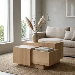 Eleonora Salontafels|Salontafel Quinten vierkant naturel 80cm