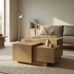 Eleonora Salontafels|Salontafel Quinten vierkant bruin 80cm