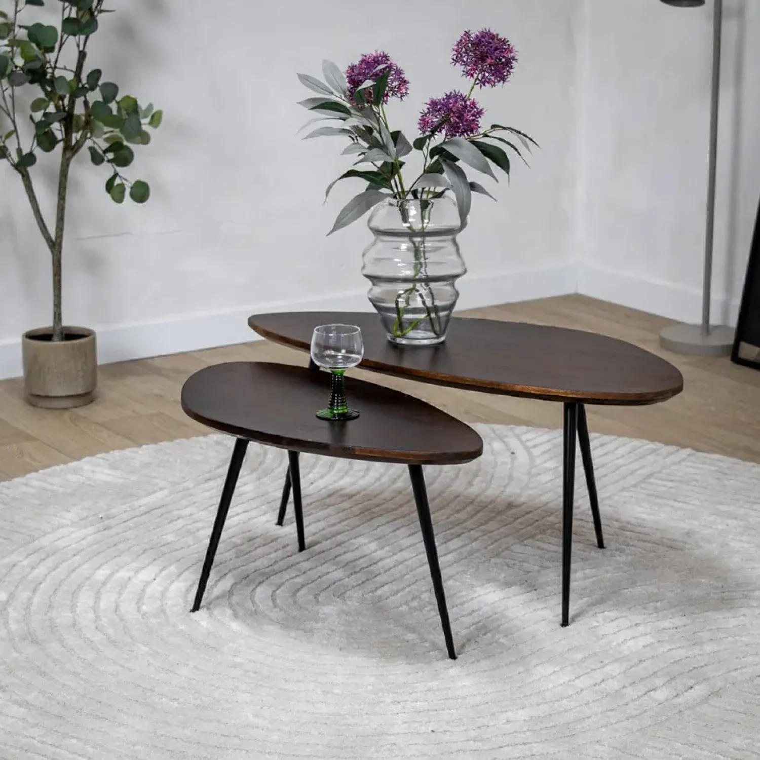 Vane Living Salontafels|Salontafel Rosa set van 2 walnoot 90/70cm