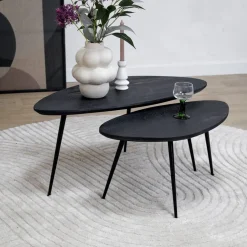 Vane Living Salontafels|Salontafel Rosa set van 2 zwart 90/70cm