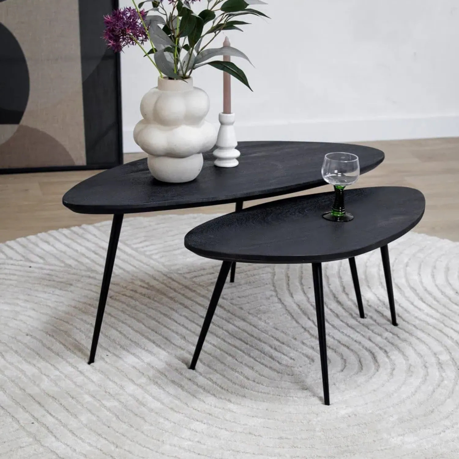 Vane Living Salontafels|Salontafel Rosa set van 2 zwart 90/70cm