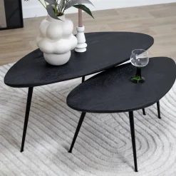 Vane Living Salontafels|Salontafel Rosa set van 2 zwart 90/70cm