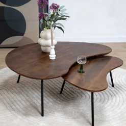 Vane Living Salontafels|Salontafel Signe set van 2 walnoot 120/92cm
