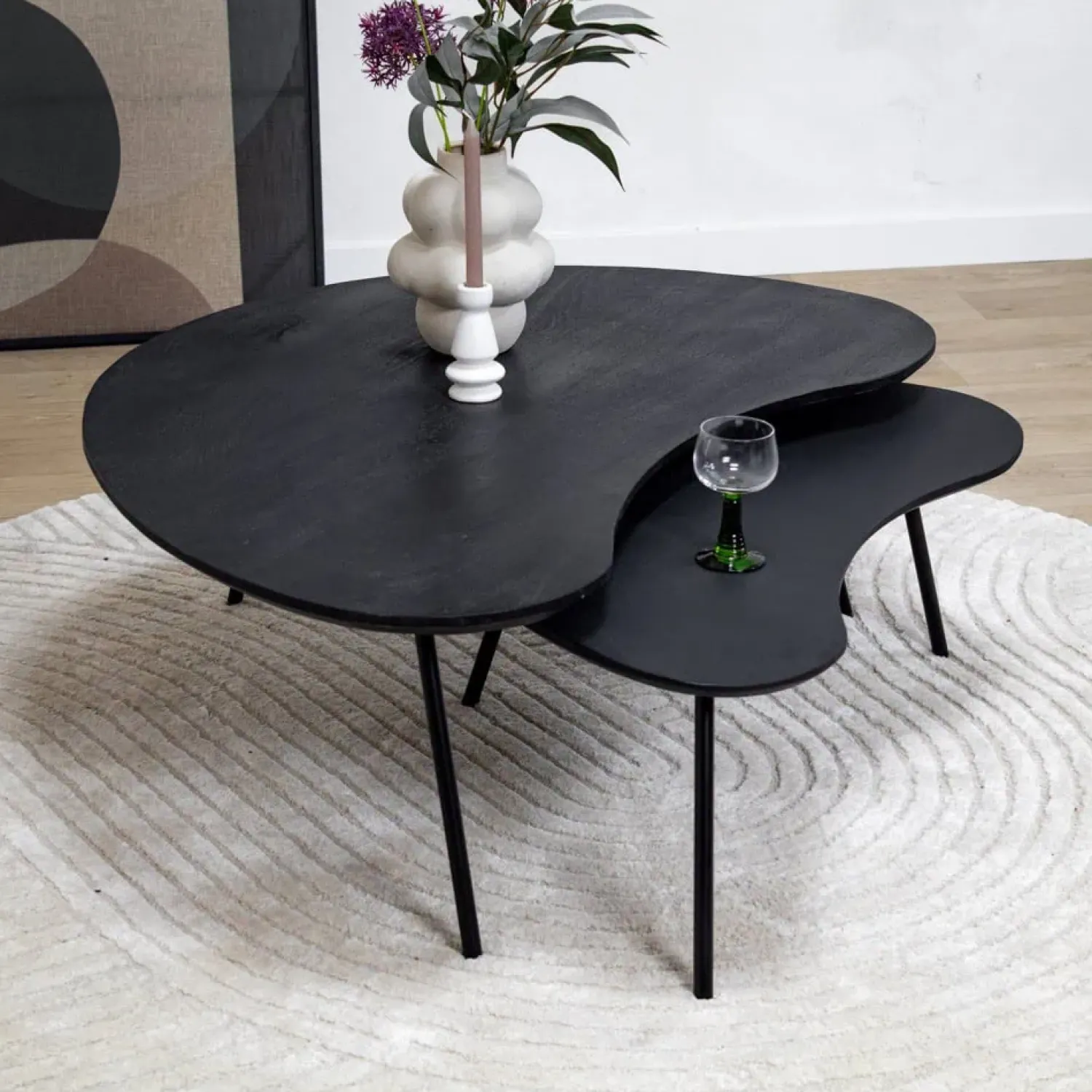 Vane Living Salontafels|Salontafel Signe set van 2 zwart 120/92cm