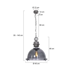 Steinmex Hanglampen|Sammy 1-lichts Hanglamp Grijs 45cm