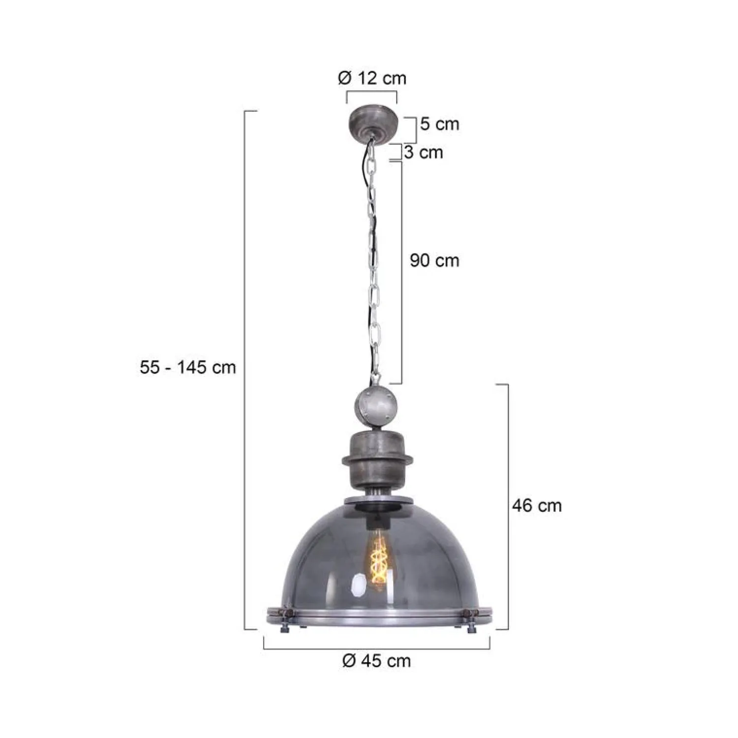 Steinmex Hanglampen|Sammy 1-lichts Hanglamp Grijs 45cm