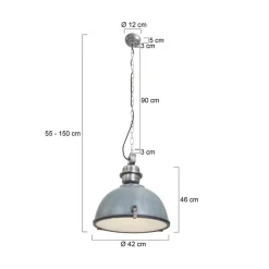 Steinmex Hanglampen|Sammy 1-lichts Hanglamp Grijs 42cm
