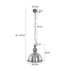 Steinmex Hanglampen|Sammy 1-lichts Hanglamp Staal 42cm