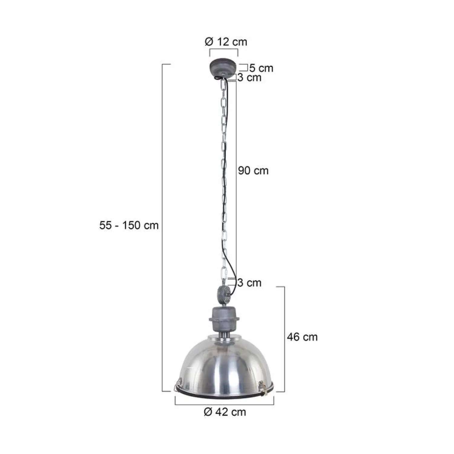 Steinmex Hanglampen|Sammy 1-lichts Hanglamp Staal 42cm
