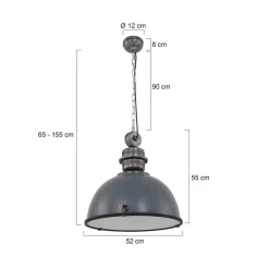 Steinmex Hanglampen|Sammy 1-lichts Hanglamp XL Grijs 52cm
