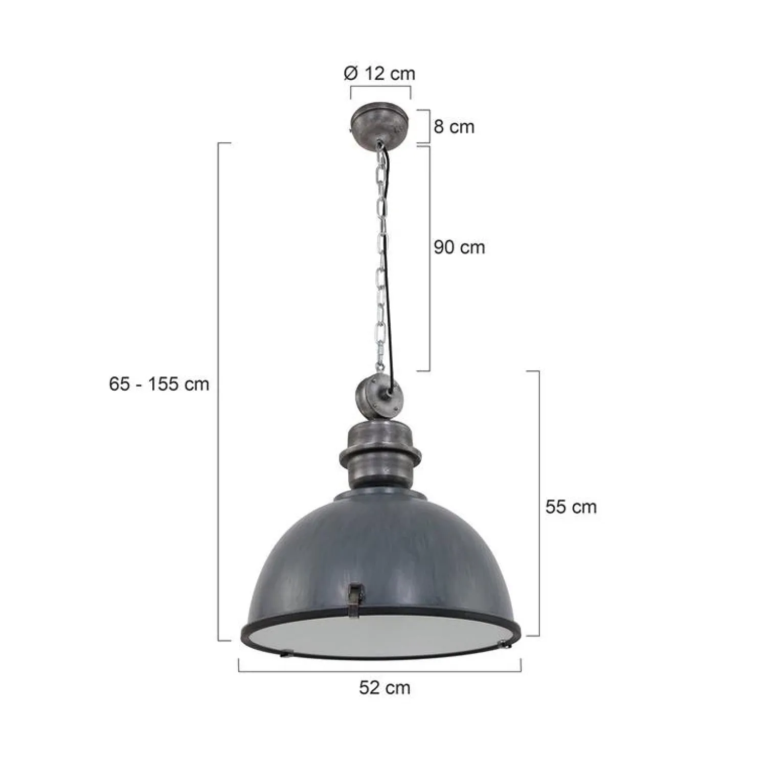 Steinmex Hanglampen|Sammy 1-lichts Hanglamp XL Grijs 52cm