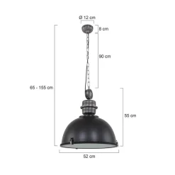 Kalfort Hanglampen|Sammy 1-lichts Hanglamp XL Zwart 52cm