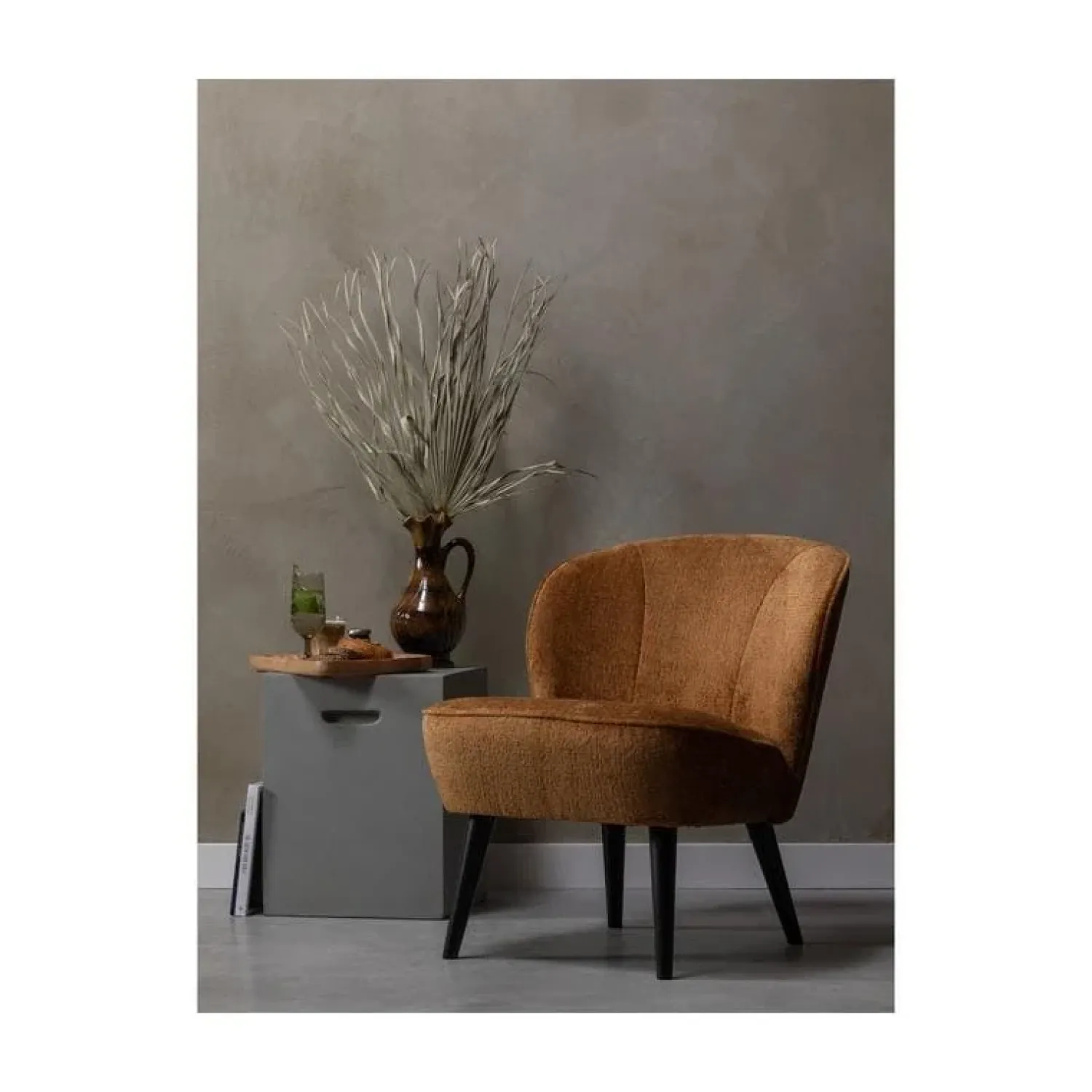 WOOOD Fauteuils|Sara Fauteuil Structure Velvet Cognac