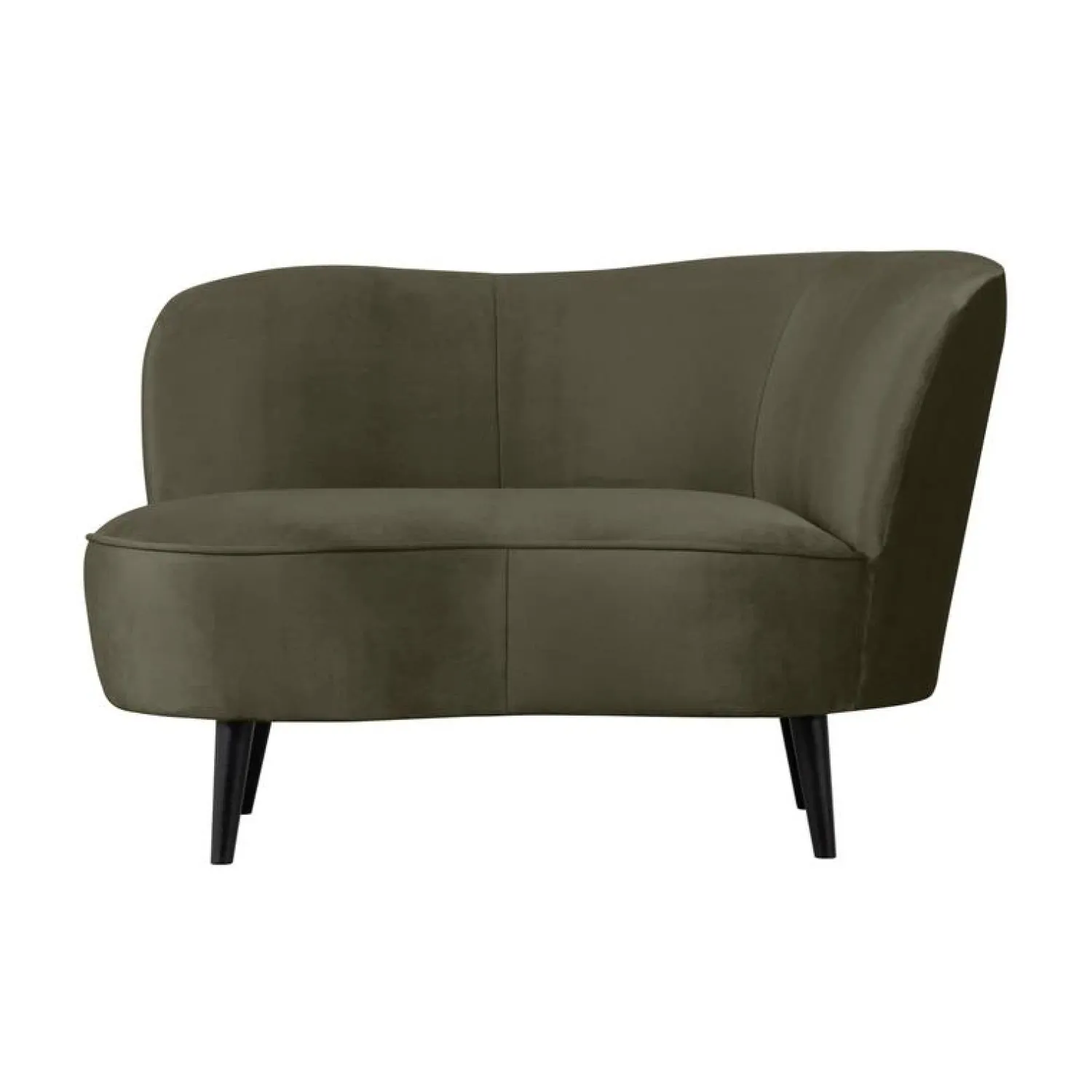 WOOOD Loungebanken|Fauteuils|Sara Lounge Fauteuil Rechts Velvet Warm Groen 112cm