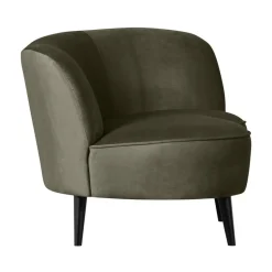 WOOOD Loungebanken|Fauteuils|Sara Lounge Fauteuil Rechts Velvet Warm Groen 112cm