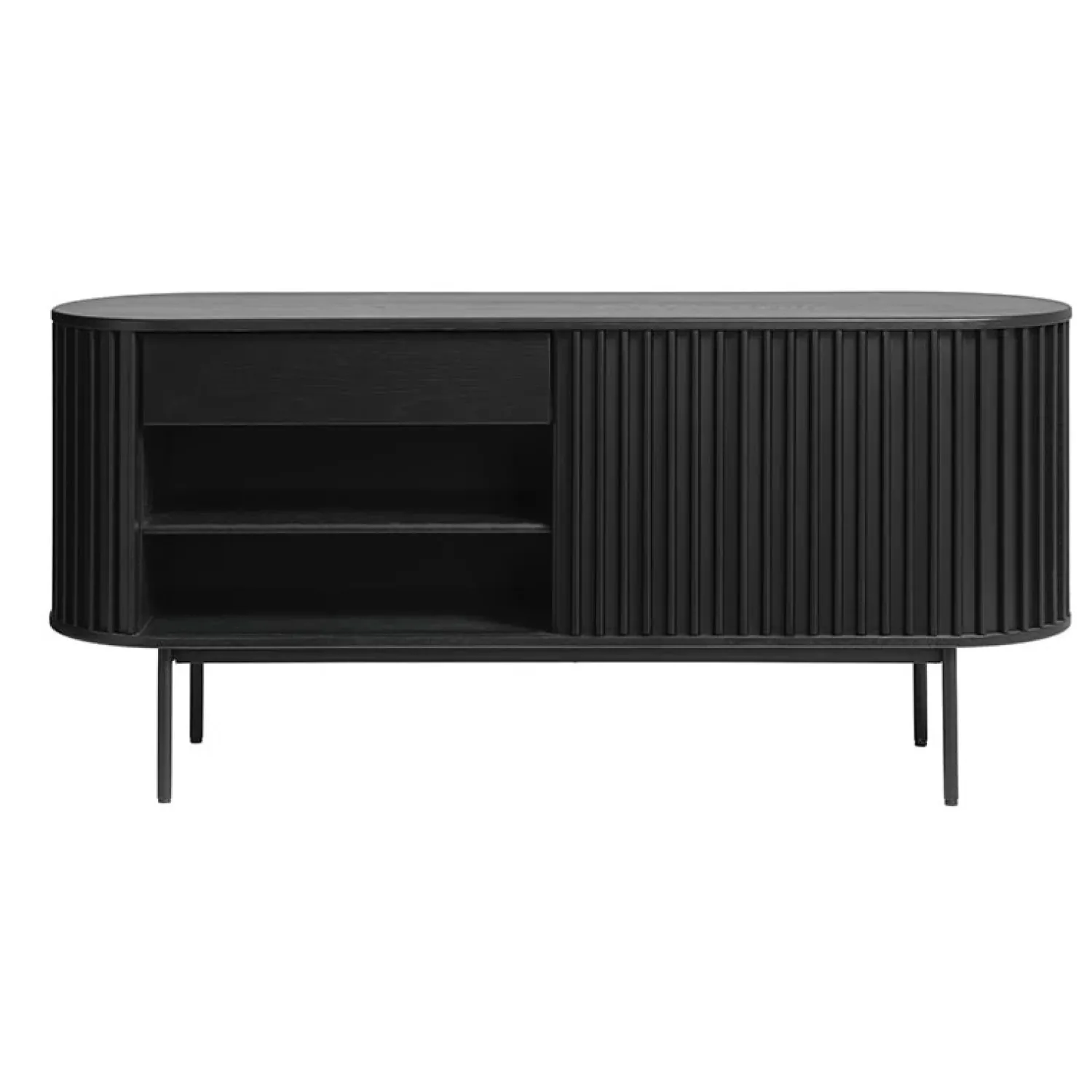 LykkeHome Dressoirs|Industriele Kasten|Sarita dressoir zwart eikenhoutfineer 160cm