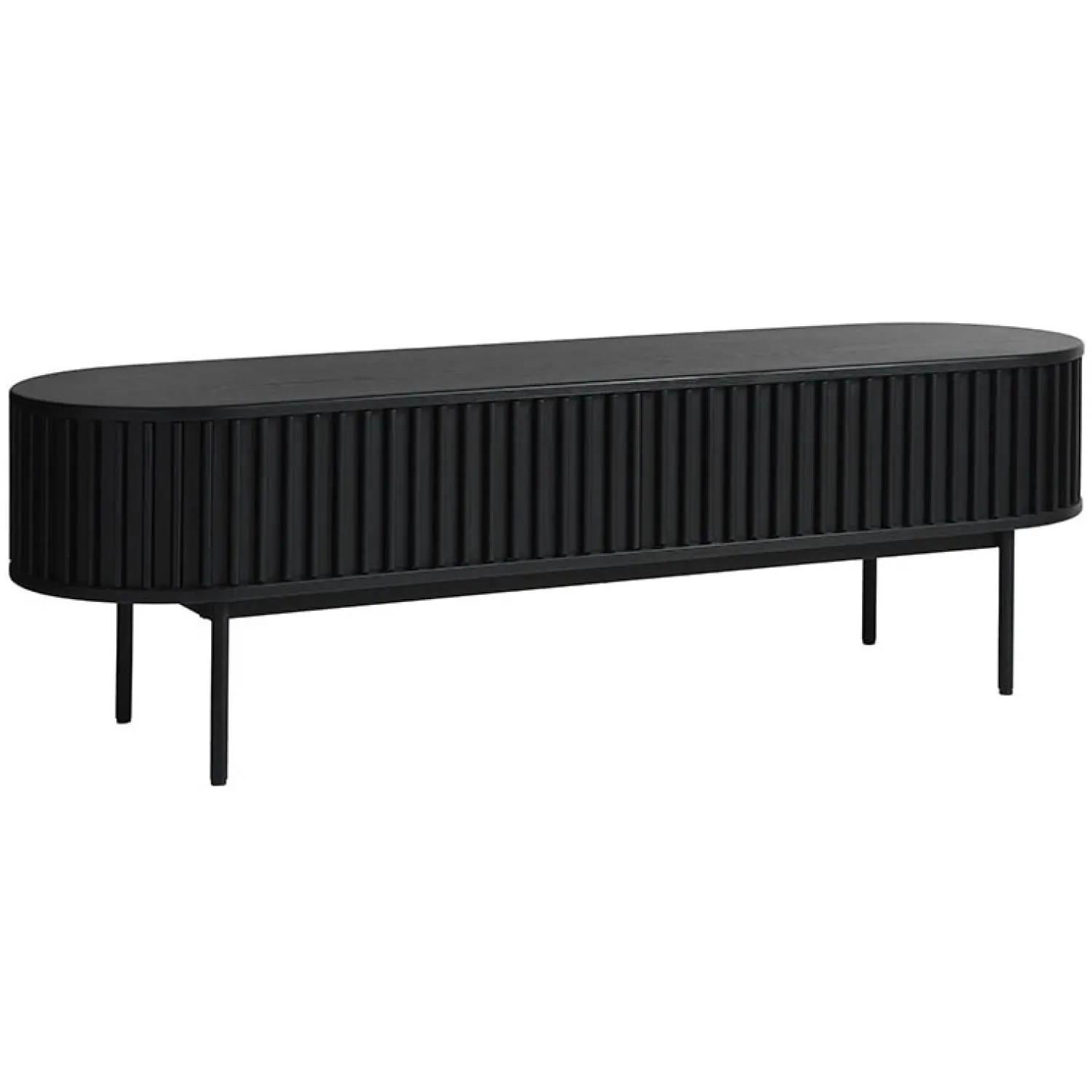 LykkeHome Industriele Kasten|Tv Meubels|Sarita TV meubel zwart eikenhoutfineer 160cm