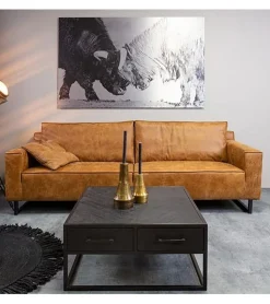 Furndea Salontafels|Scandi salontafel industrieel mangohout visgraat zwart 4 lades