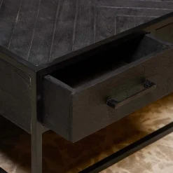 Furndea Salontafels|Scandi salontafel industrieel mangohout visgraat zwart 4 lades