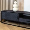 Furndea Industriele Kasten|Tv Meubels|Scandi tv meubel industrieel mangohout visgraat zwart 210cm