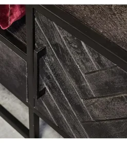 Furndea Industriele Kasten|Tv Meubels|Scandi tv meubel industrieel mangohout visgraat zwart 165cm