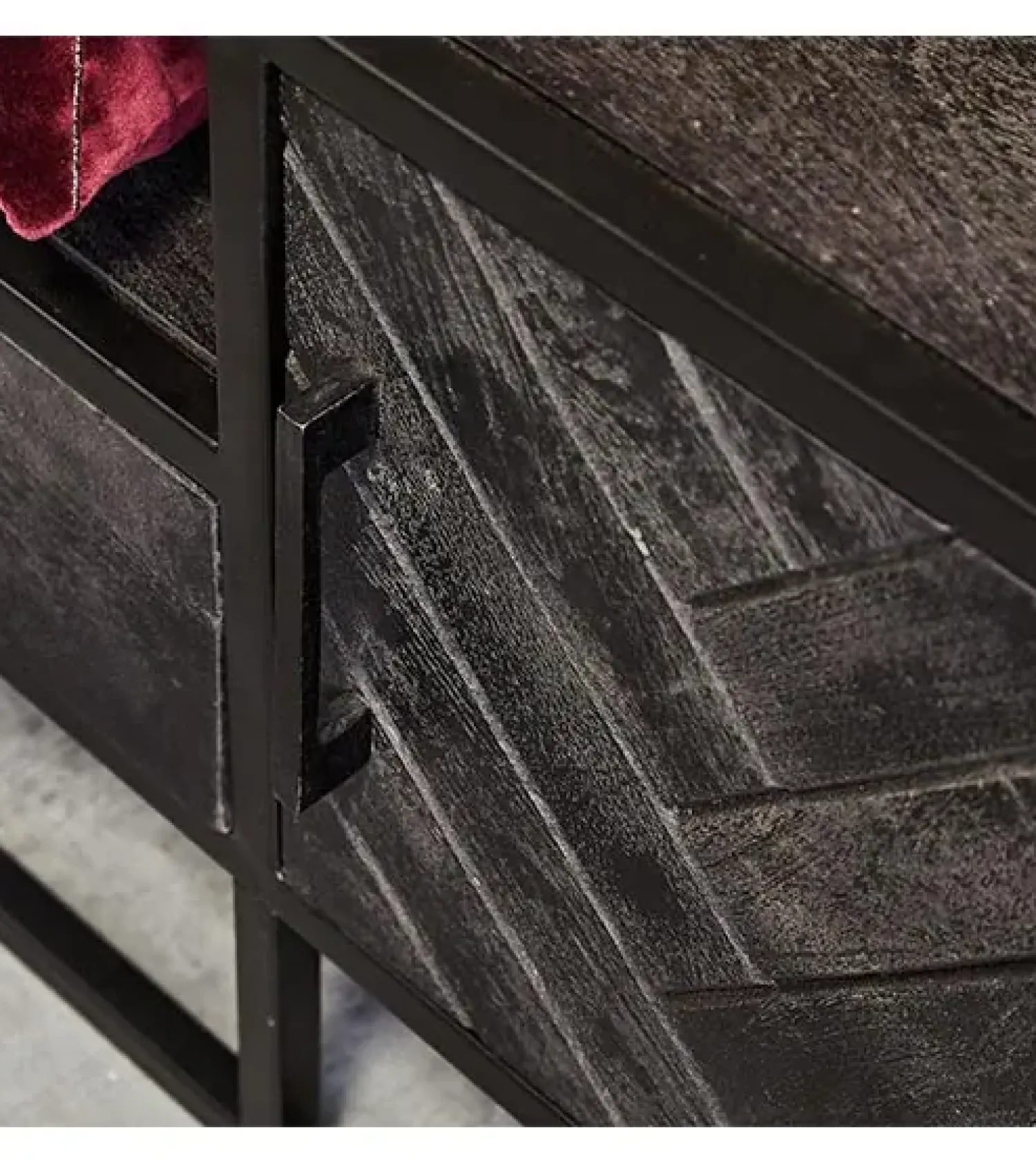 Furndea Industriele Kasten|Tv Meubels|Scandi tv meubel industrieel mangohout visgraat zwart 165cm