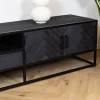 Furndea Industriele Kasten|Tv Meubels|Scandi tv meubel industrieel mangohout visgraat zwart 240cm