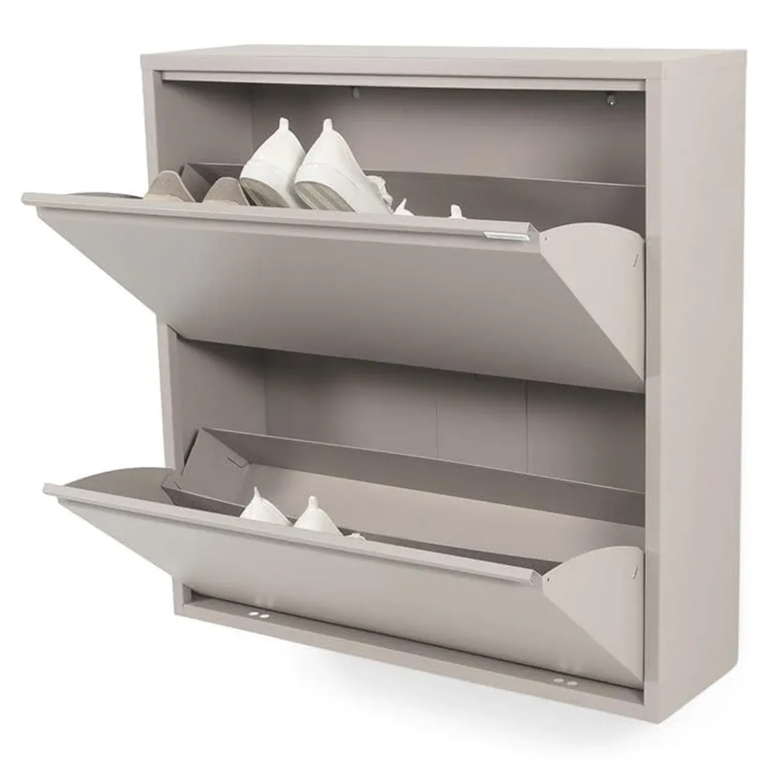 Redin Design Schoenenkasten|Schoenenkasten|Schoenenkast industrieel Pippen (2 lades) – Taupe metaal