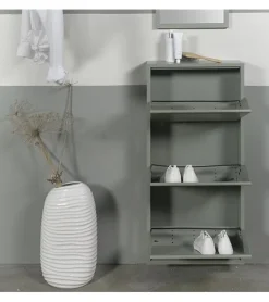 Redin Design Schoenenkasten|Schoenenkasten|Schoenenkast industrieel Pippen (3 lades) – Groen metaal