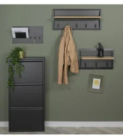 Redin Design Schoenenkasten|Schoenenkasten|Schoenenkast industrieel Pippen (3 lades) – Zwart metaal