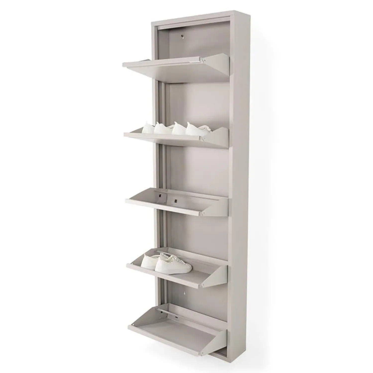 Redin Design Schoenenkasten|Schoenenkasten|Schoenenkast industrieel Pippen (5 lades) – Taupe metaal