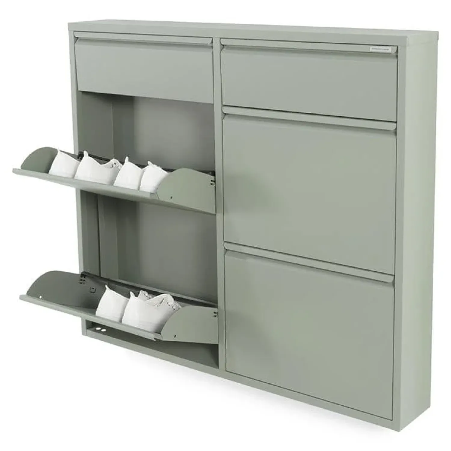 Redin Design Schoenenkasten|Schoenenkasten|Schoenenkast industrieel Pippen (6 lades) - groen metaal