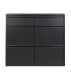 Redin Design Schoenenkasten|Schoenenkasten|Schoenenkast industrieel Pippen (6 lades) – Zwart metaal
