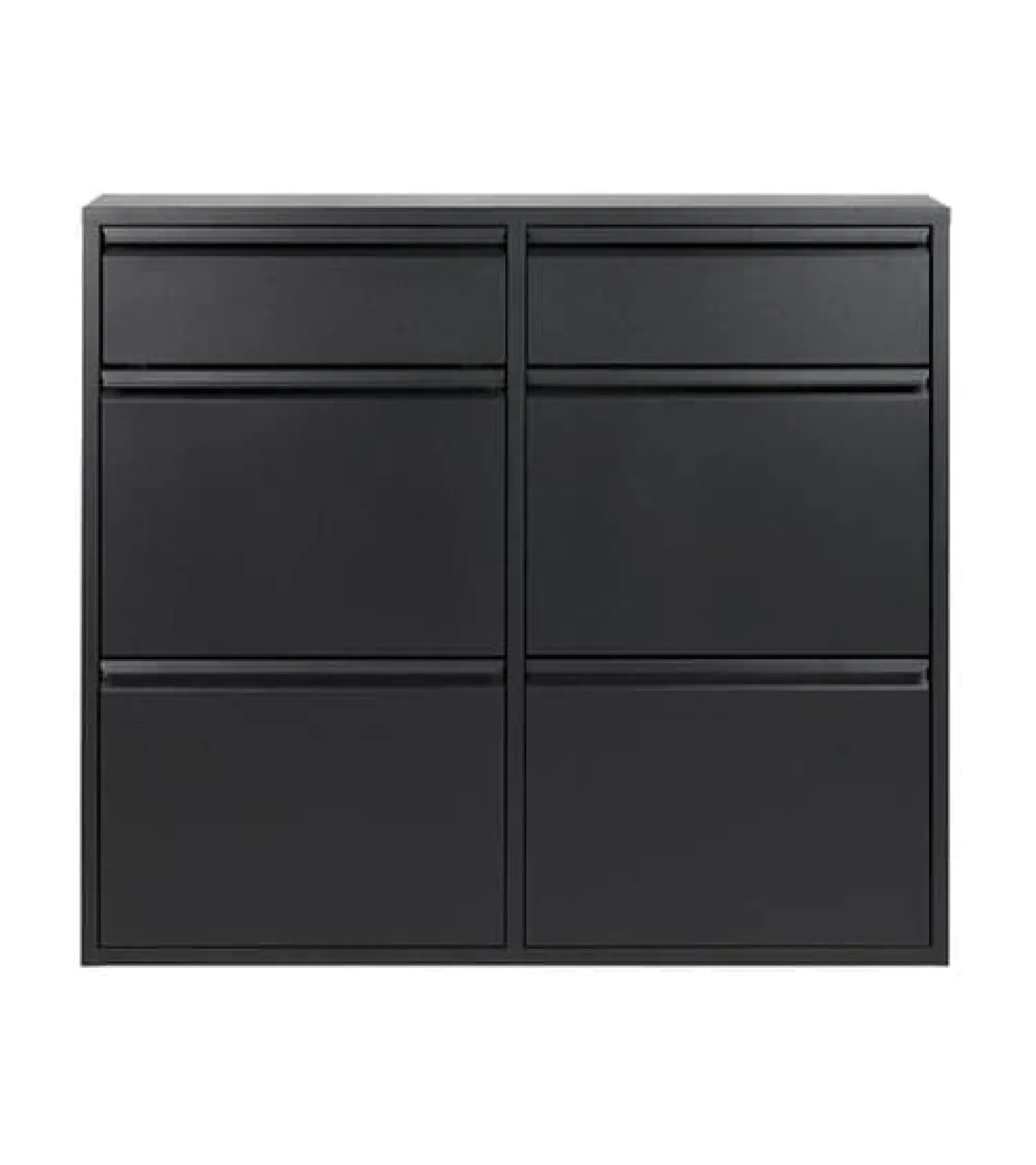 Redin Design Schoenenkasten|Schoenenkasten|Schoenenkast industrieel Pippen (6 lades) – Zwart metaal
