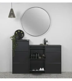 Redin Design Schoenenkasten|Schoenenkasten|Schoenenkast industrieel Pippen (6 lades) – Zwart metaal