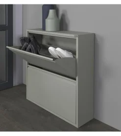Redin Design Schoenenkasten|Schoenenkasten|Schoenenkast industrieel Pippen (2 lades) – Groen metaal