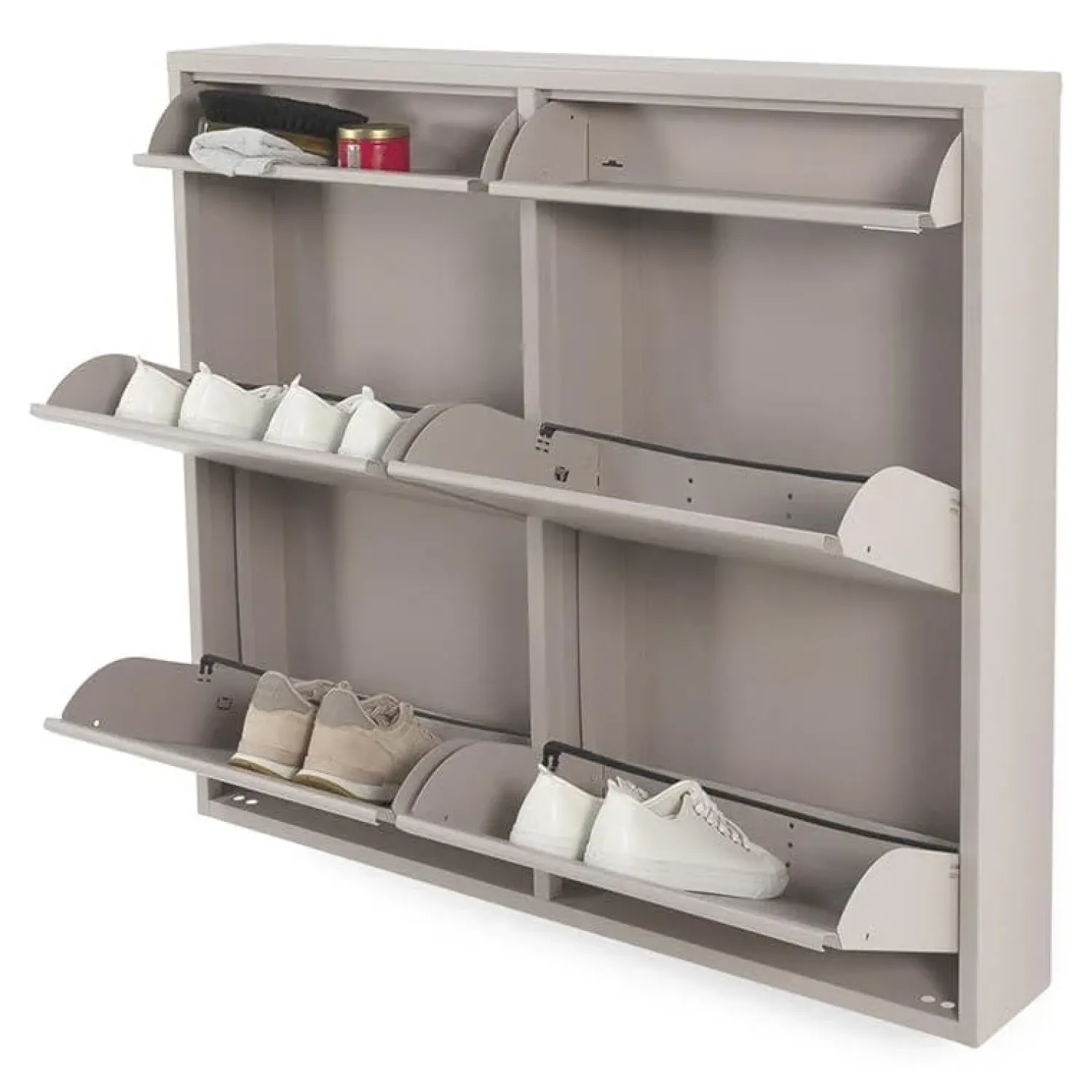 Redin Design Schoenenkasten|Schoenenkasten|Schoenenkast industrieel Pippen (6 lades) - Taupe metaal