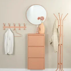 Redin Design Schoenenkasten|Schoenenkasten|Schoenenkast industrieel Pippen (3 lades) – Terracotta metaal