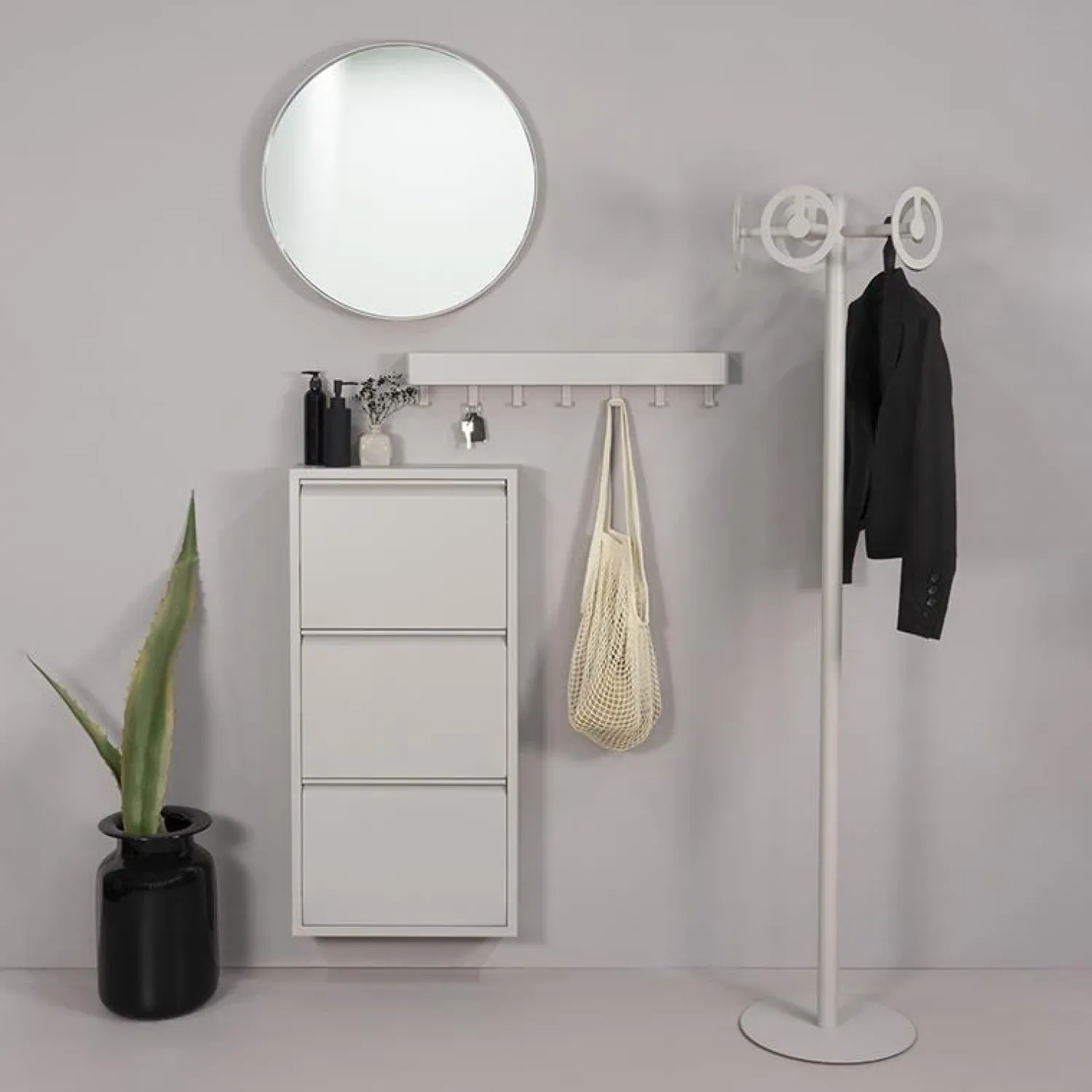 Redin Design Schoenenkasten|Schoenenkasten|Schoenenkast industrieel Pippen (3 lades) – Taupe metaal