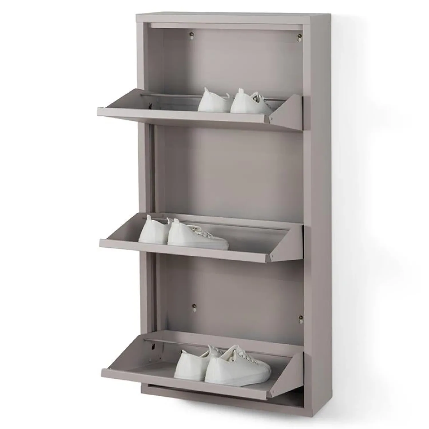 Redin Design Schoenenkasten|Schoenenkasten|Schoenenkast industrieel Pippen (3 lades) – Taupe metaal